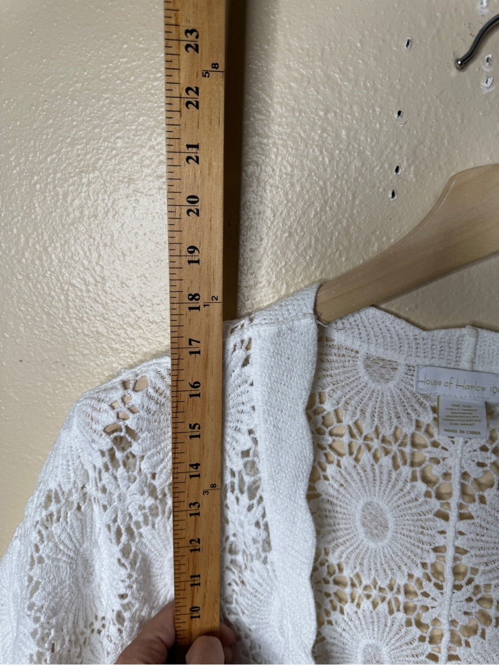 House of Harlow 1960 White Crochet Crop Bolero Shrug One Size Boho Festival - Picture 5 of 7